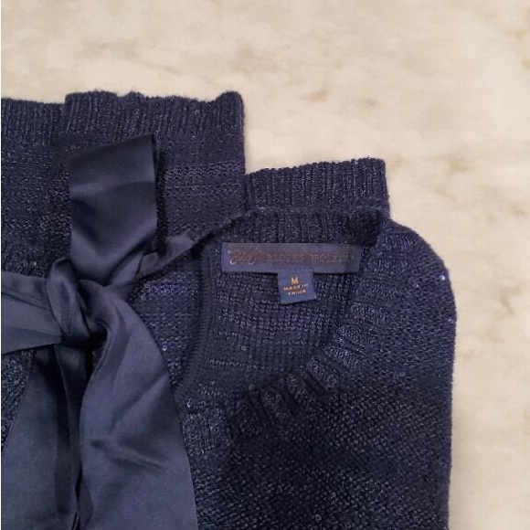 NWOT Brooks Brothers Navy Sequin Satin Tie Back Sweater Sz M - Picture 7 of 10